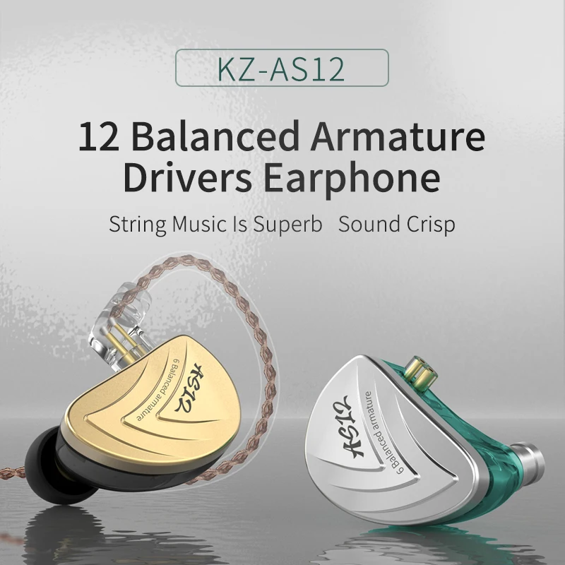 KZ AS12 6BA Drive Units In Ear Earphone 6 Balanced Armature HIFI Monitoring Earphone Headset Earbuds KZ AS16 AS10 ZS10 CCA C16