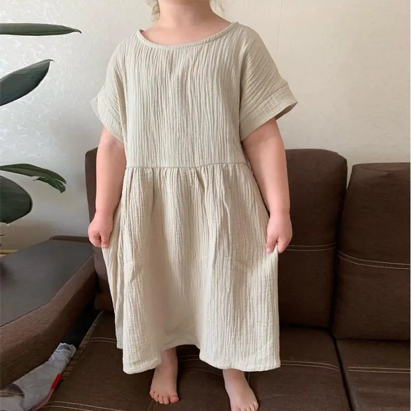 2020 летнее платье для больших девочек свободные хлопковые льняные платья с