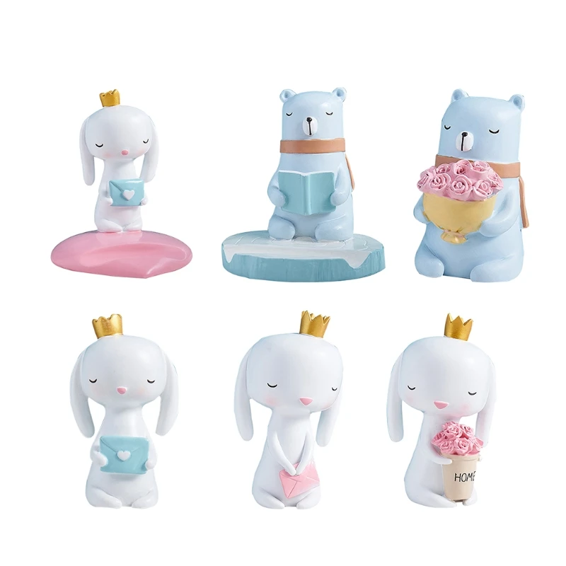 

Cute Bunny Figurines Toys Decor Christmas Home Decor Resin Ornament Decoration