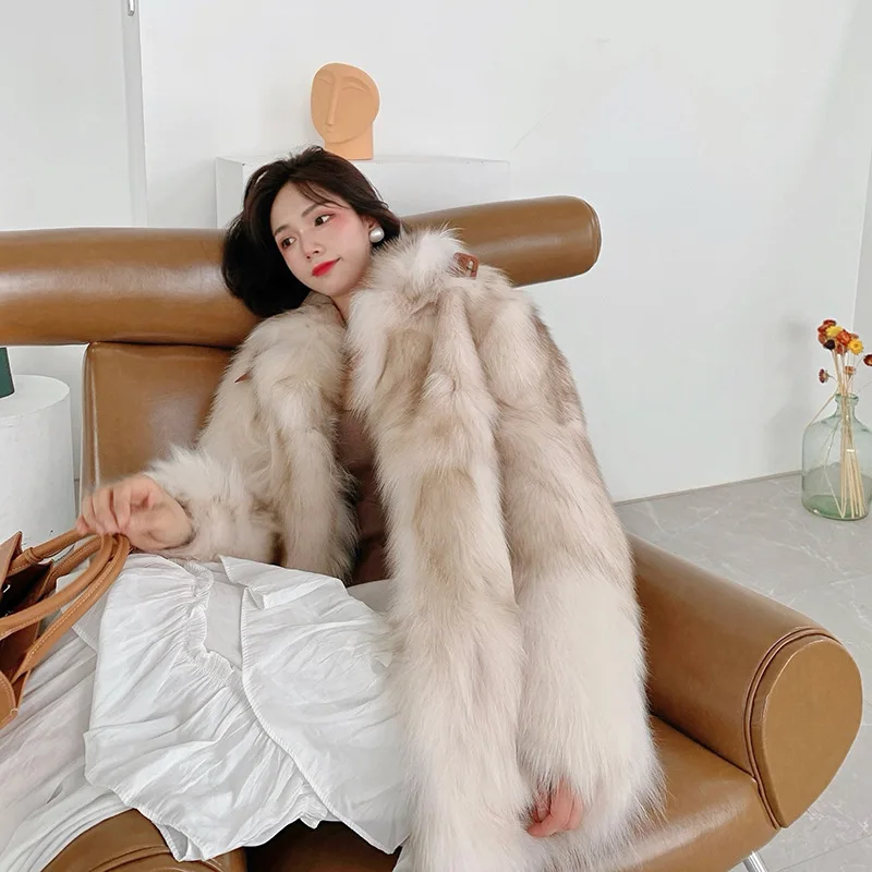 

UMI MAO 2021 New Winter Phantom Fox 2nd Generation Saga Color Fox Fox Fur Coat women Female Mid-length Fur Outwear femme