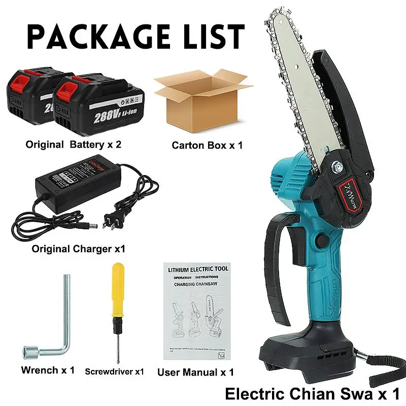 

3000W 6 Inch 288V Mini Electric Saw With Battery Indicator Cordless Pruning Saw Garden Trimming Woodworking Cutter Power Tool