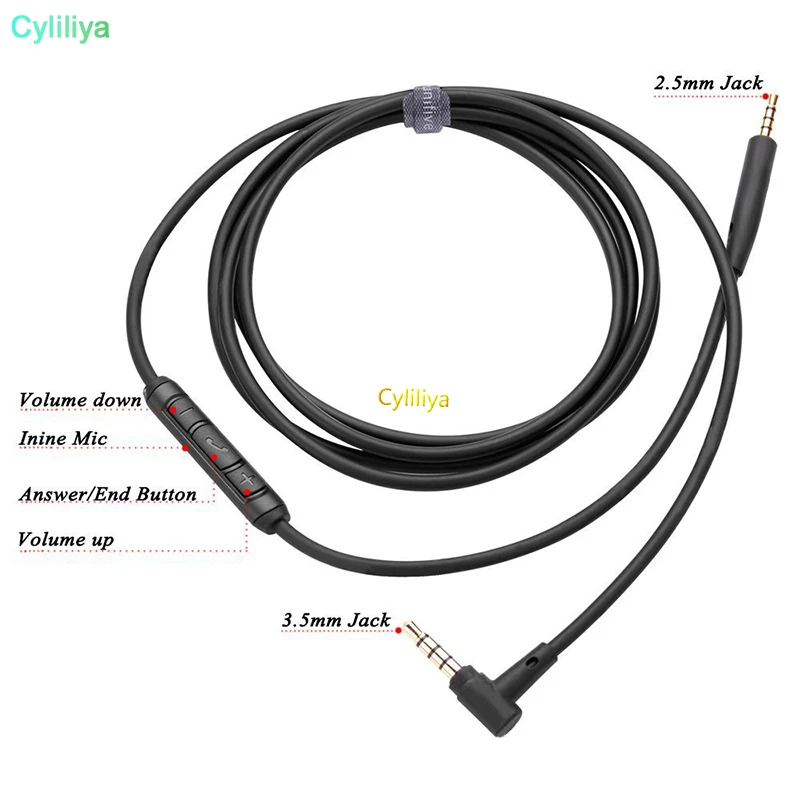 50pcs Audio cables with mic male-male for qc25 wired headset headphone free shipping | Электроника