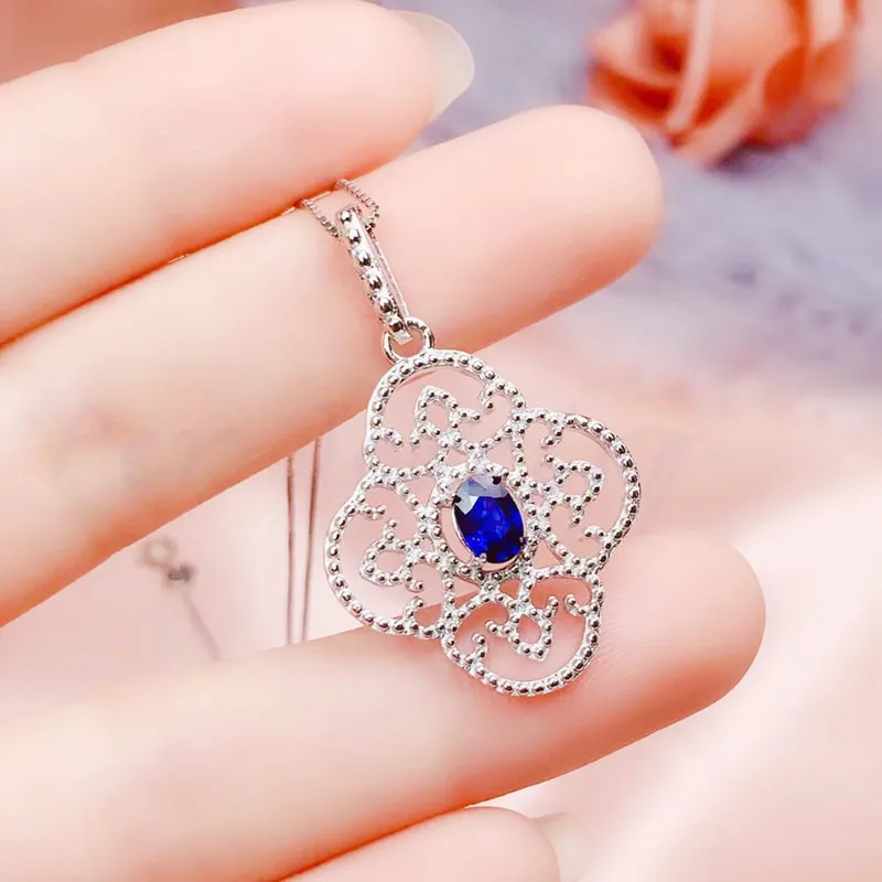 Натуральный настоящий сапфировый кулон бесплатная доставка серебро 925 пробы 0.6ct