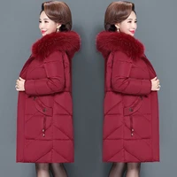 women colorful fur collar long winter jacket hooded down cotton coat thick warm jacket cotton padded wadded parkas xl 6xl w2233