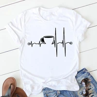 heartbeat ecg t shirt coffee cup printing short sleeved female t shirt harajuku tumblr graphic t shirt femme hot clothes