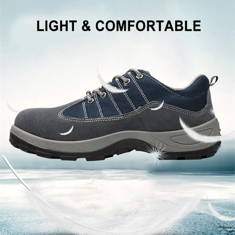 Men's Safety Shoes Outdoor Breathable Work Boot Steel Toe Man Sneakers Non-slip Rubber Sole Anti-Puncture Footwear | Обувь