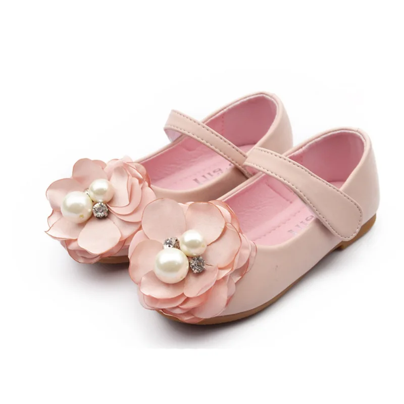 

Весенняя новинка, Детская однотонная обувь, кожаная обувь в Корейском стиле для девочек, детская обувь принцессы с цветами и стразами, 3831-A80