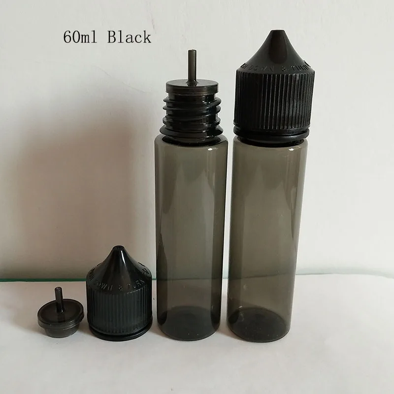 60ml Black 1000 шт пустая бутылка-капельница для домашних животных 10 мл 15 мл 30 мл 60 мл 100 мл 120 мл бутылки для электронных жидкостей с колпачками для электронных сигарет - Цвет: 60ml Black