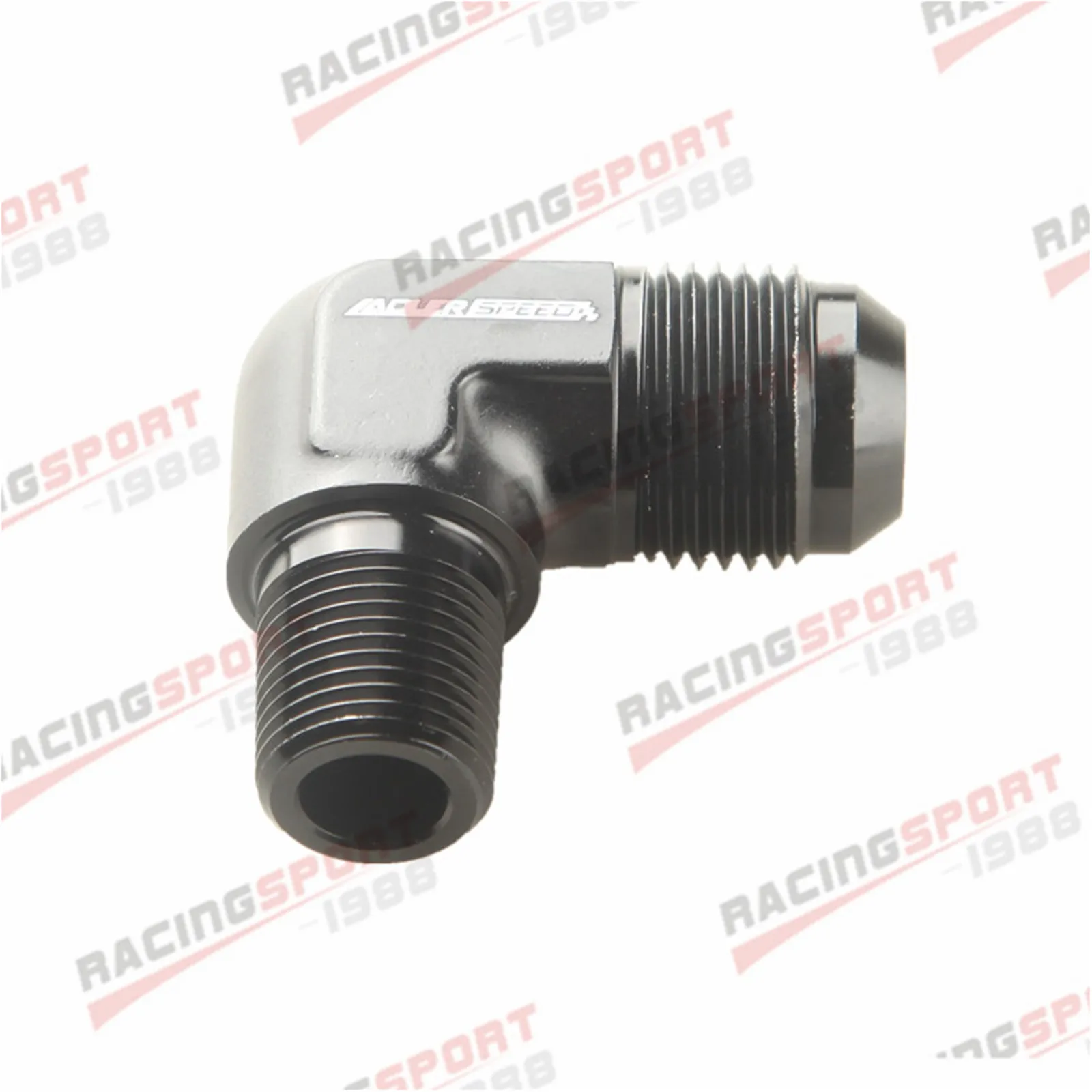 

AN10 AN-10 Male Flare To 3/8" NPT 90 Degree Aluminum Fitting Adapter Black