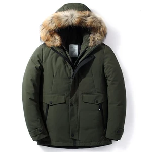 Мужской пуховик, зимняя новая мужская повседневная верхняя одежда с капюшоном, пальто, теплая парка с мехом, Мужская однотонная Толстая куртка на молнии, 2019