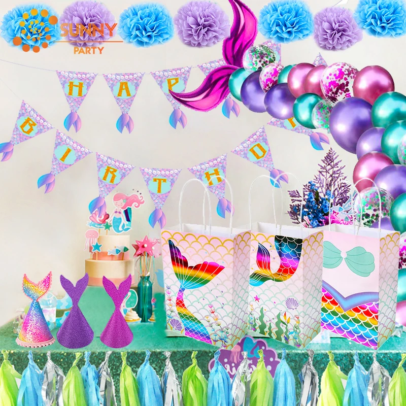 Детские вечерние украшения в виде хвоста русалки на день рождения комплект из