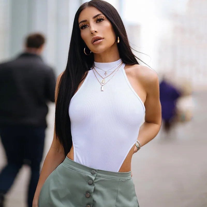 

Women Body-fitting Body Underwear Round Collar Sleeveless Jumpsuit Lady Sexy Body Vest Top Stretch Leotard Short Sleeve Tops