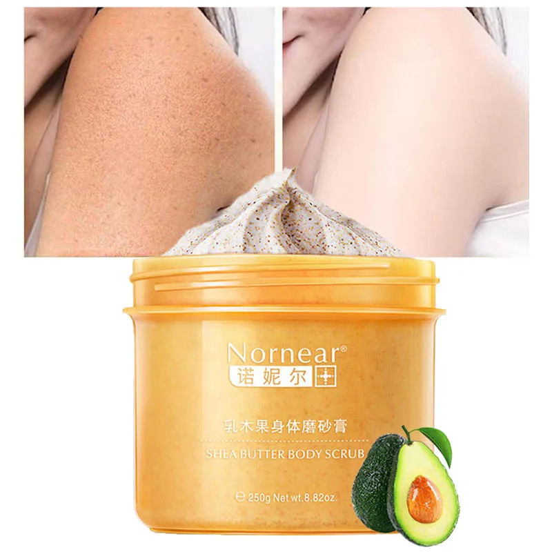 

Body Scrub Deep Cleaning Exfoliating Remove Dead Skin Shea Butter Moisturizing Whitening Oil Control Shrink Pores Body Care 250g