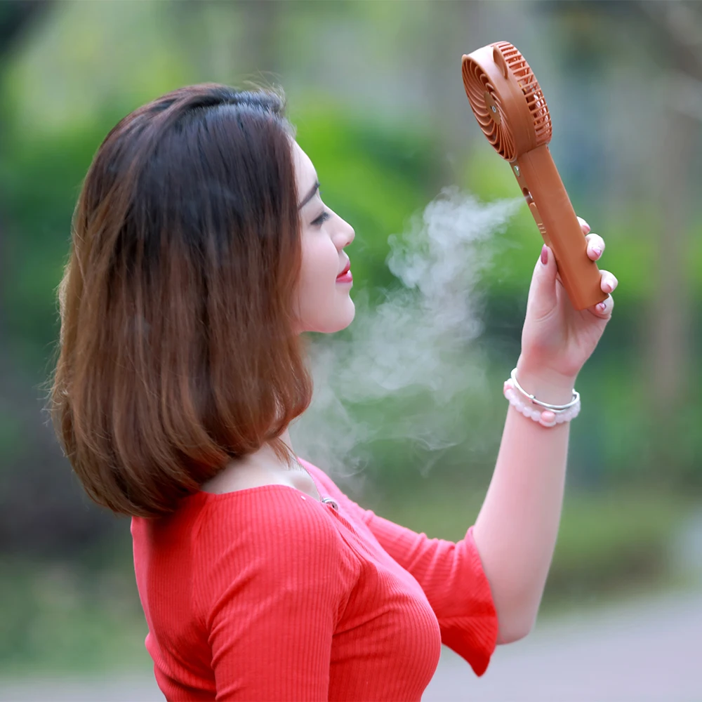 Ручной USB вентилятор с милым Кроликом перезаряжаемый распылителем для красоты