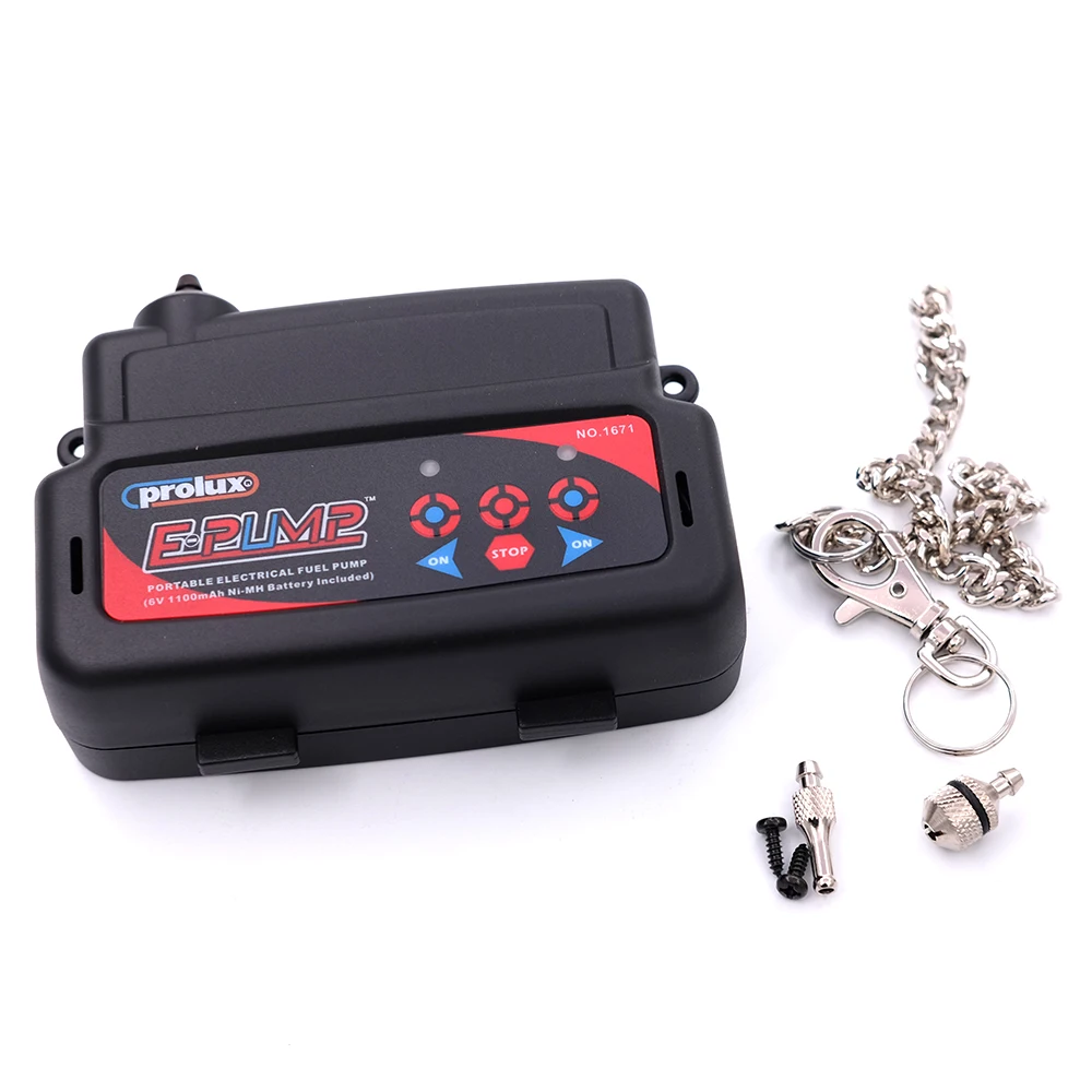 Prolux-bomba de combustible el&eacute;ctrica port&aacute;til 1671, dispositivo con bater&iacute;a Ni-MH de 6V y 1100mAh y cargador incluido, para motor de gasolina y Nitro-1