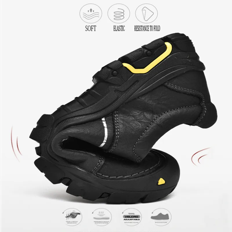 Мужские треккинговые ботинки из натуральной кожи походные удобные кроссовки для