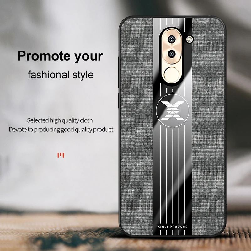 Чехол для Honor 6X тканевая жесткая задняя крышка мягкая рамка тканевый чехол