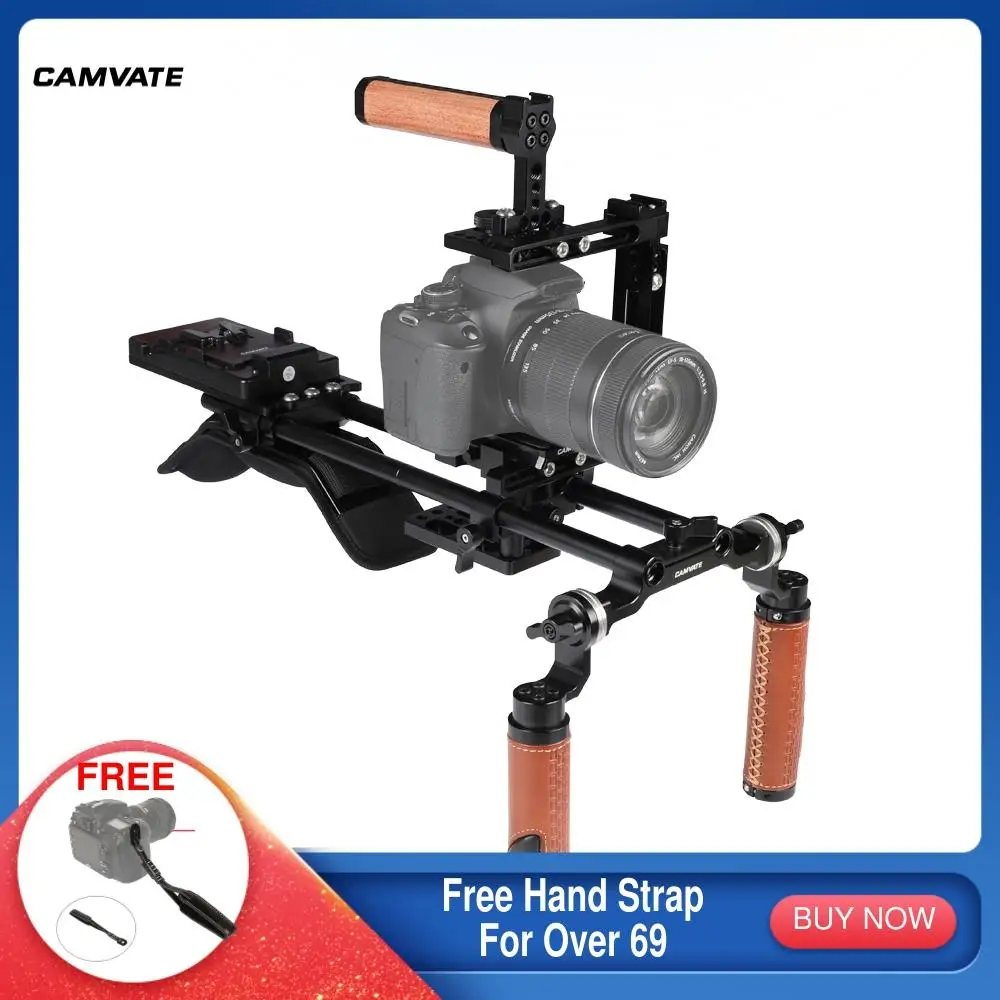 CAMVATE плечевое крепление + клетка для Canon 60D 70D 80D 5D Mark II III D3200 D3300 D5200 a58 A99 a7 a7II