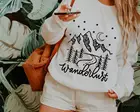 Wanderlust: vacay путешествия горы Ночной лагерь дороги Графический чистый хлопковый свитшот young hipster пуловеры подарок tumblr Топ