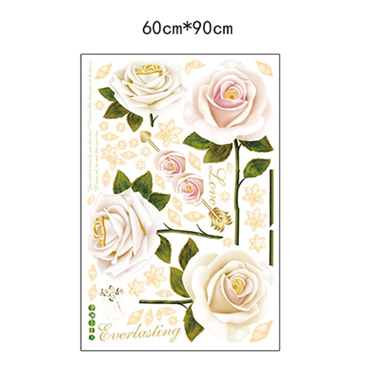 1 комплект белые розы ПВХ Виниловые наклейки на стену съемный домашний декор DIY