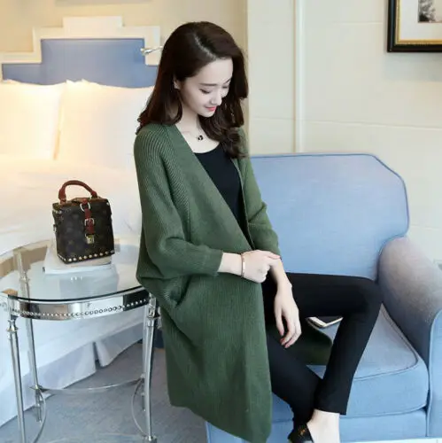 2019 Women Cardigans Long Section Sweaters Ladies Solid Loose Knitted Sweater Winter Spring Female Casual Tricot Jumper Tops |