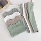 Комплект одежды, качественное термобелье, рубашка + штаны, хлопковая утепленная Спортивная Повседневная модная детская одежда для мальчиков и девочек