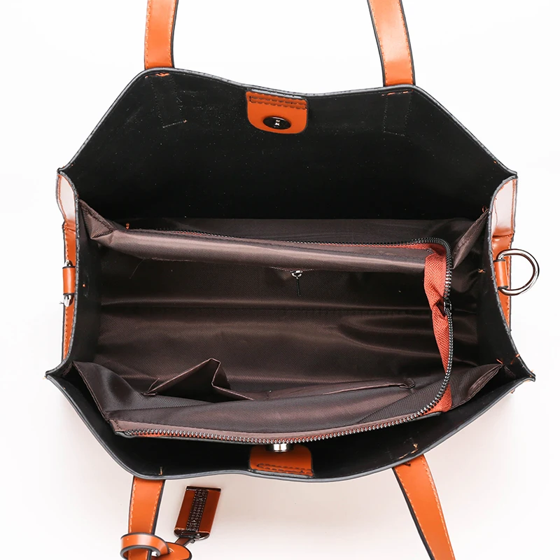 

Large Capacity Lady Shoulder Bag Multi Layer Pattern Design High Quality Pu Leather Female Handbag Women Mother And Child Bag