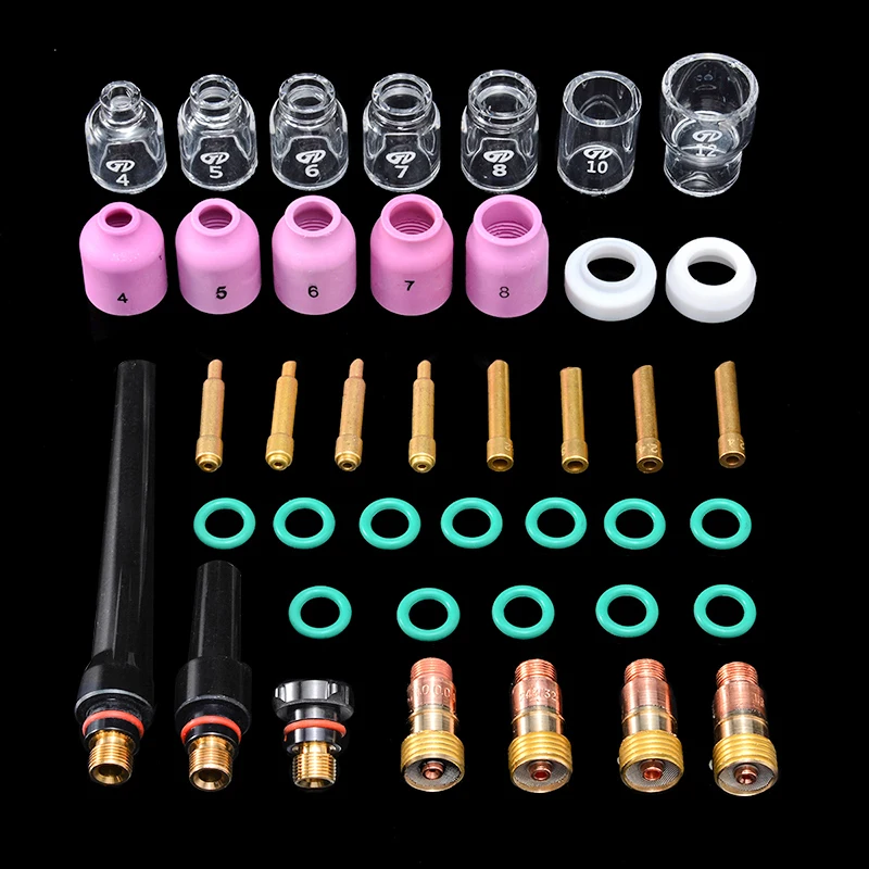 

41Pcs TIG Welding Torch Stubby Gas Lens Pyrex Glass Cup Kit Durable Practical Welding Accessories Easy Use For WP-17/18/26