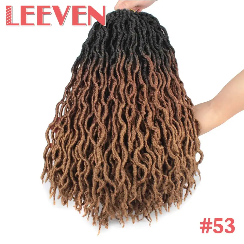 Leeven Nu Faux locs Curly вязаные волосы 20 дюймов синтетические плетеные волосы Омбре крючком косички крючком волосы богини волос - Цвет: 39 М