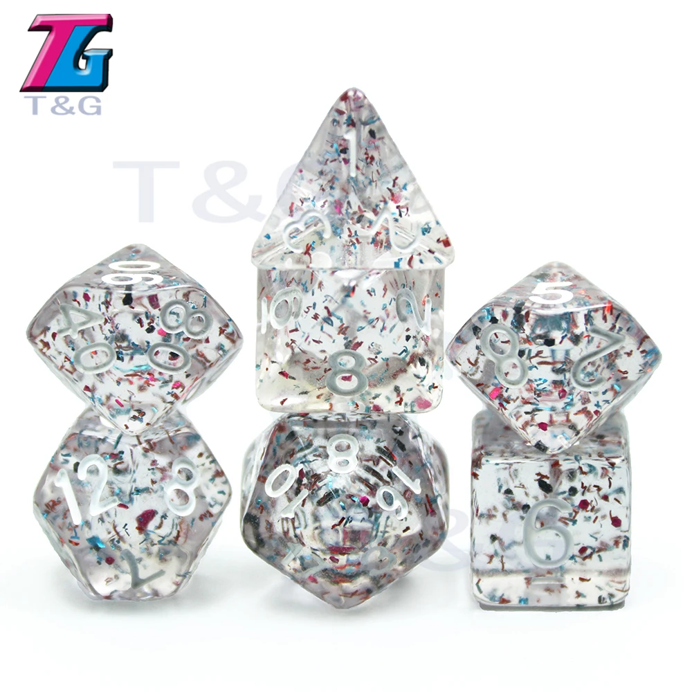 

7Pcs/set Glitter Shine TRPG Game Dices For D4-D20 Multi Sides Dice T&G Assorted Games Accessory cube table dices for gaming