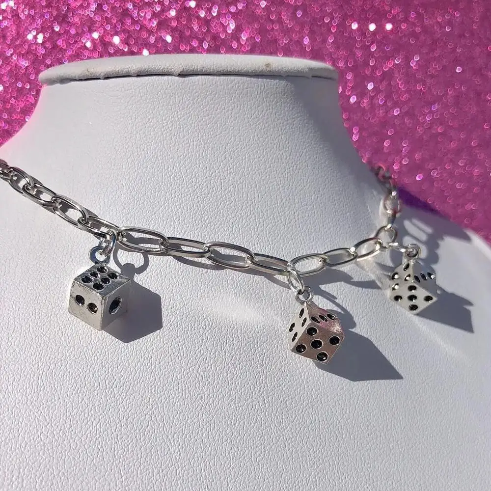 

100% Stainless Steel Padlock Pendant Necklace For Unisex Heavy Duty Rhinestone Metal Lock Dice Choker