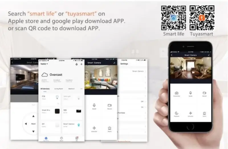 Камера видеонаблюдения Tuya Smart Life 2 Мп 1080P Wi-Fi IP PTZ ИК ночное видение | Электроника