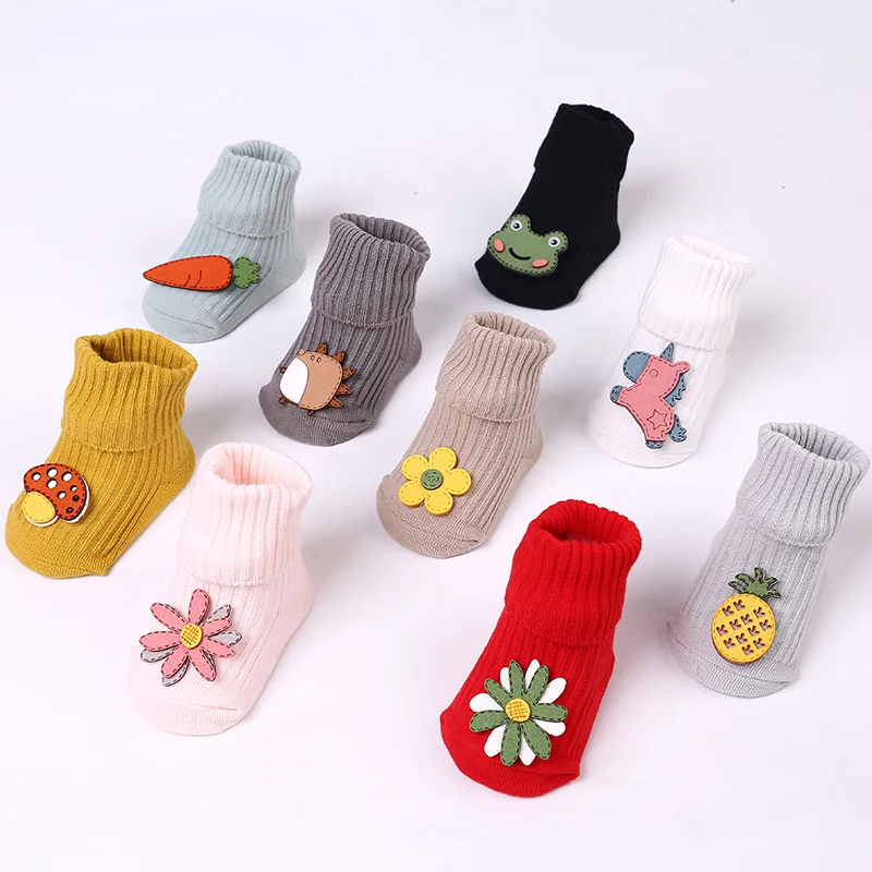 5Pairs/lot Socks for Newborns Newborn Socks Spring and Autumn Combed Cotton Double Needle Tube Short Socks Baby Socks 0-3 Years