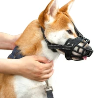 reflective basket muzzle for dog collar leash rubber mouth cover dog muzzle adjustable stop bite bark for small medium large dog