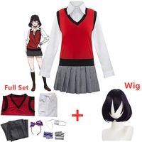 anime midari ikishima kakeguruis cosplay costume japanese high school uniform gambler girls women clothes skirt zentai full set