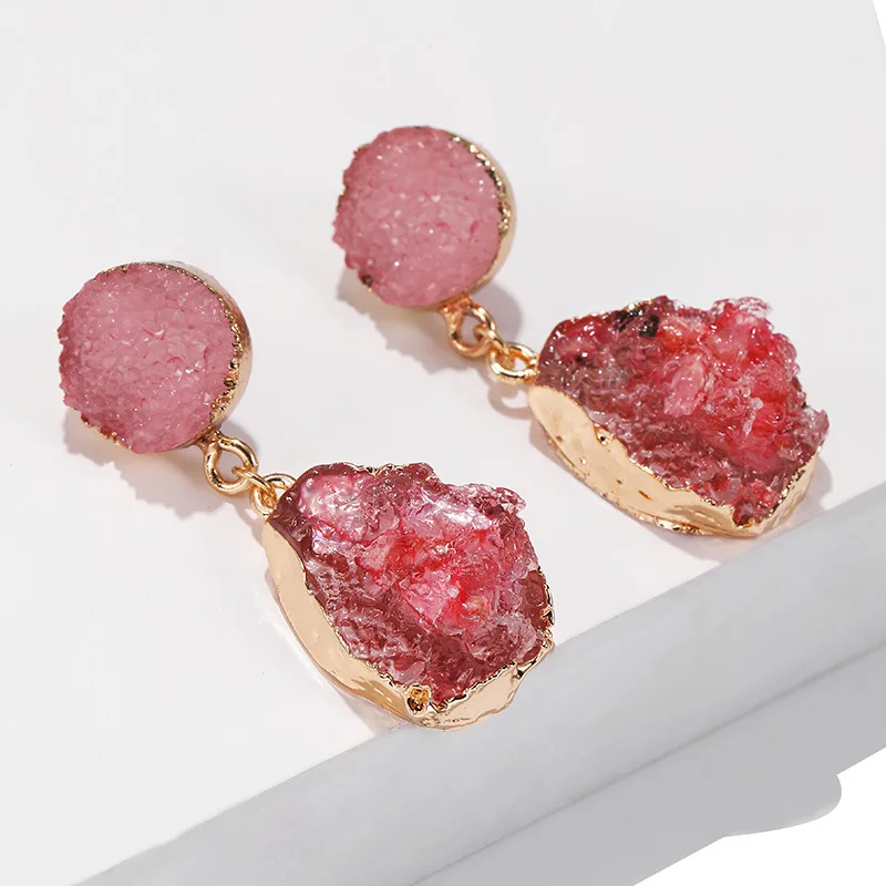 2019 корейские очаровательные серьги с розовыми и зелеными кристаллами винтажные