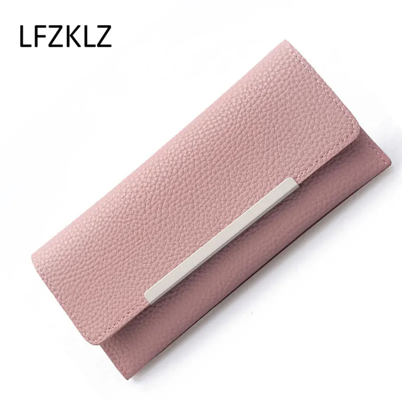 

LFZKLZ минимализм, женские кошельки из мягкой кожи, Длинный кошелек, держатель для карт, Карманный Кошелек для телефона, женский клатч, женский ...
