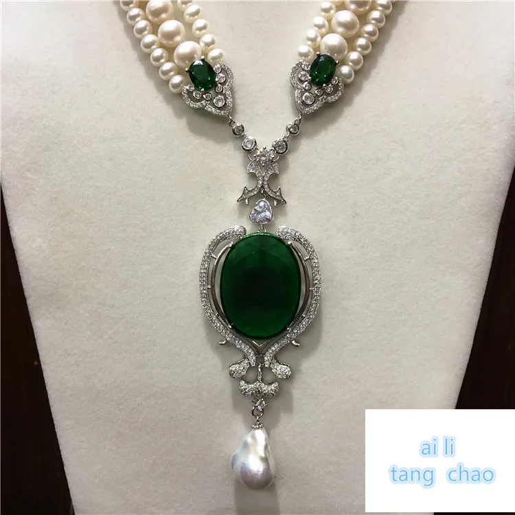 Роскошное многослойное ожерелье цепочка с натуральным жемчугом|necklace jewelry|fashion