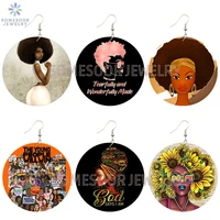 somesoor soul sunflower afro natural hair dope wooden drop earrings wonderfully made printed god loops dangle for women gifts