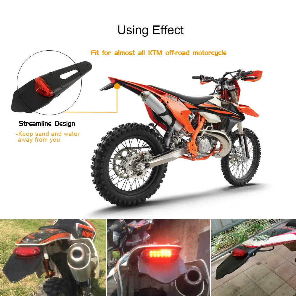 For KTM CR EXC WRF 250 400 Motorcycle Tail LED Light Rear Brake Stop Signal Lights Mudguard Motocross Enduro Motorbike Fenders |