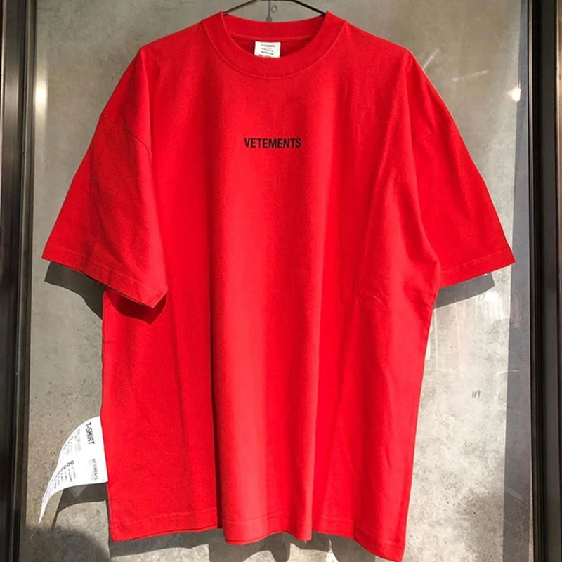 Уличная одежда в стиле хип-хоп футболка оверсайз Vetements с коротким рукавом
