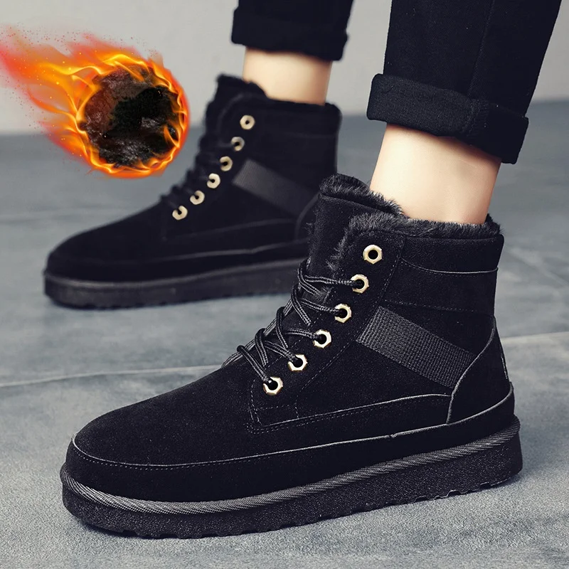 

Winter New Snow Boots Men Martin Boots High Top Cotton Shoes Warm Fur Lace Up Men Sneakers 2022 Fashion Platform Ankle Booties