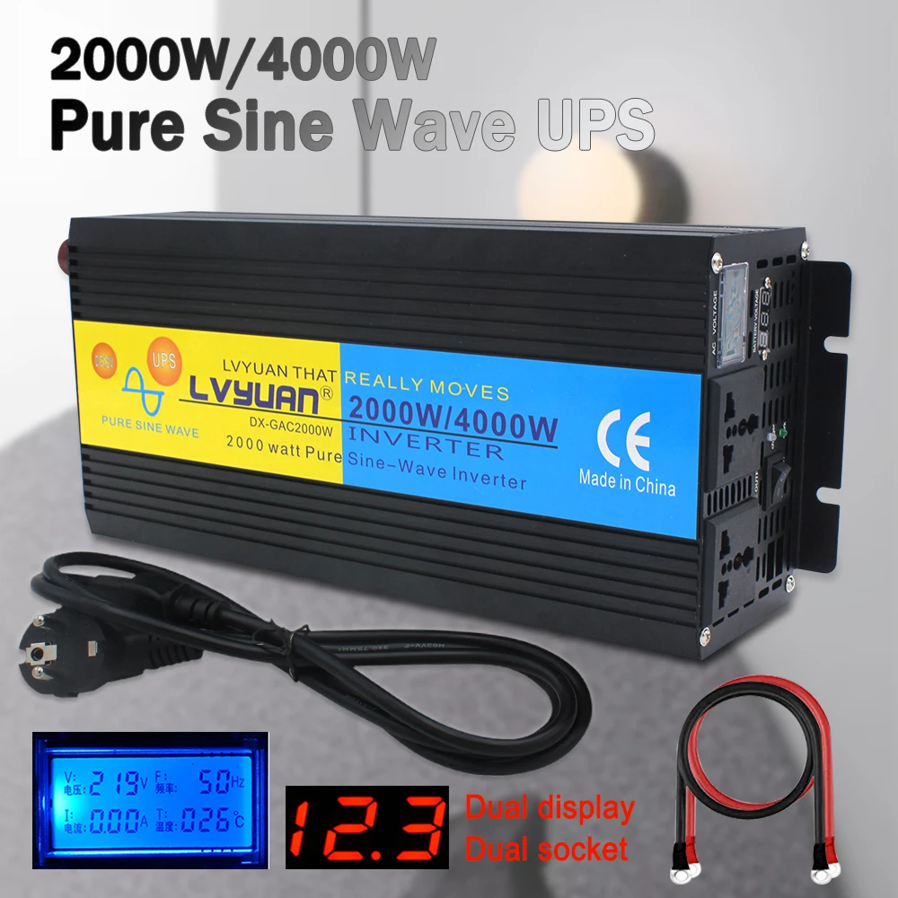 Инвертор ИБП 4000 Вт немодулированный синусоидальный сигнал постоянный ток 12 В/24 В