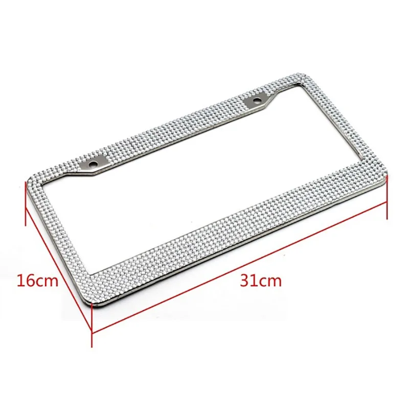 

1pc Bling Crystal License Plate Frame Women Luxury Handcrafted Rhinestone Car Frame Plate with Ignition Button fit for U.S model