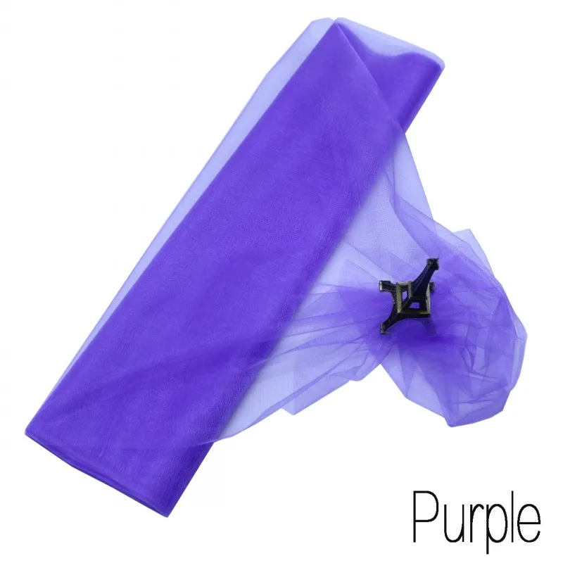 Purple 10 м/рулон, 48 см, тюль, рулон, ткань, катушка, пачка, прозрачная органза, тюль для дома, свадебное украшение, для детского душа, сделай сам, рубашка, ремесло - Цвет: Purple
