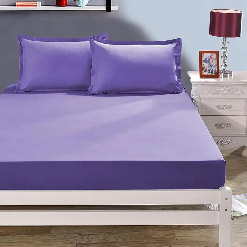 

1pcs 100% Polyester Solid Fitted Sheet Mattress Cover Four Corners With Elastic Band Bed Sheet 25cm