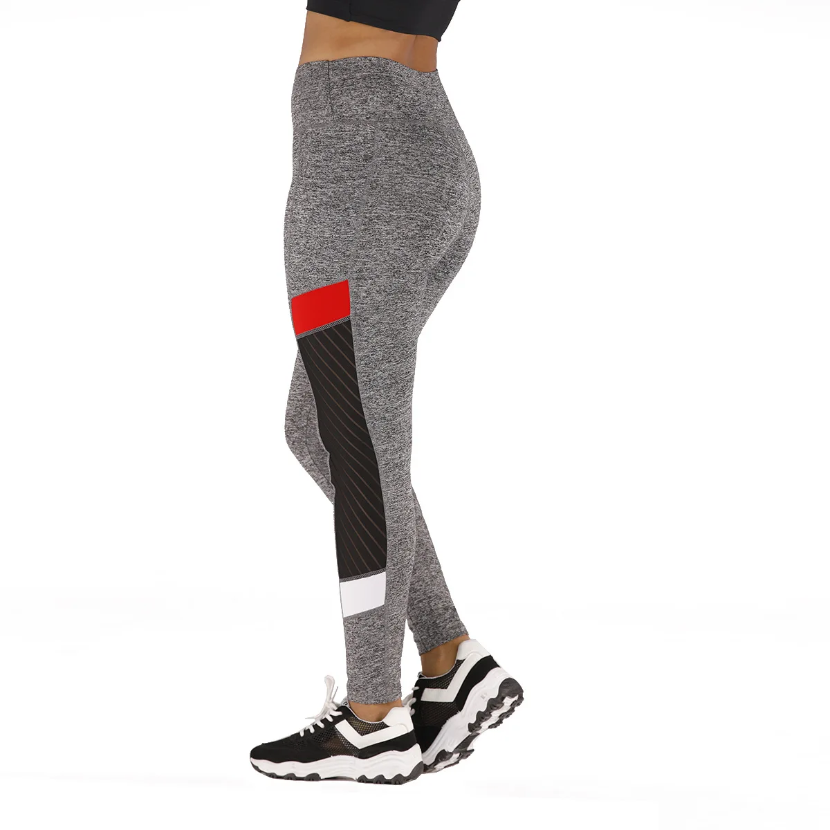 Женские сетчатые легинсы с боковым карманом для йоги в стиле пэчворк цветные