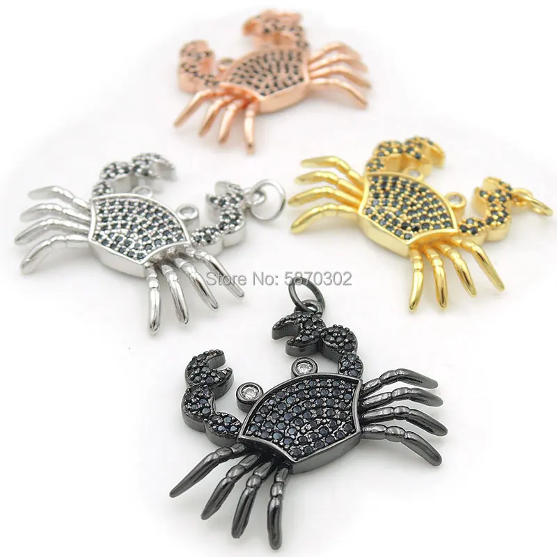 Подвеска краб с черным фианитом 30*23*4 мм|Шармы| |