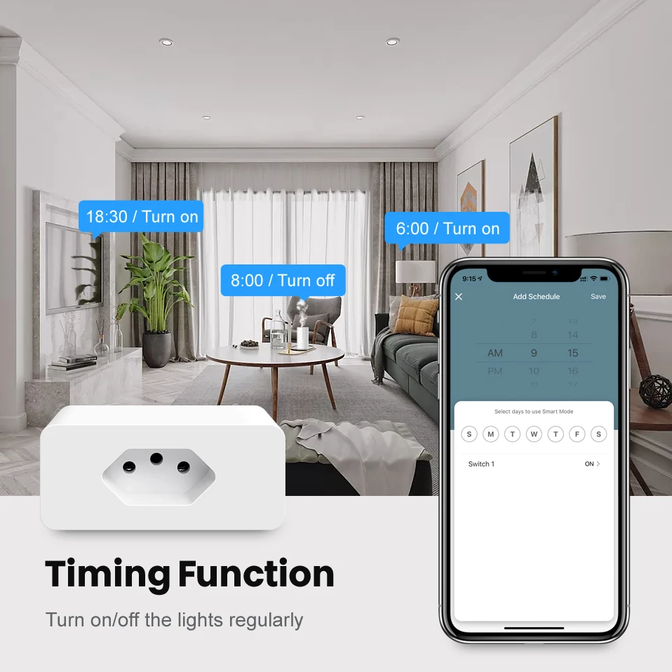 Умная розетка AVATTO Tuya Wi-Fi удаленная управление через приложение стандарт UK 10 А