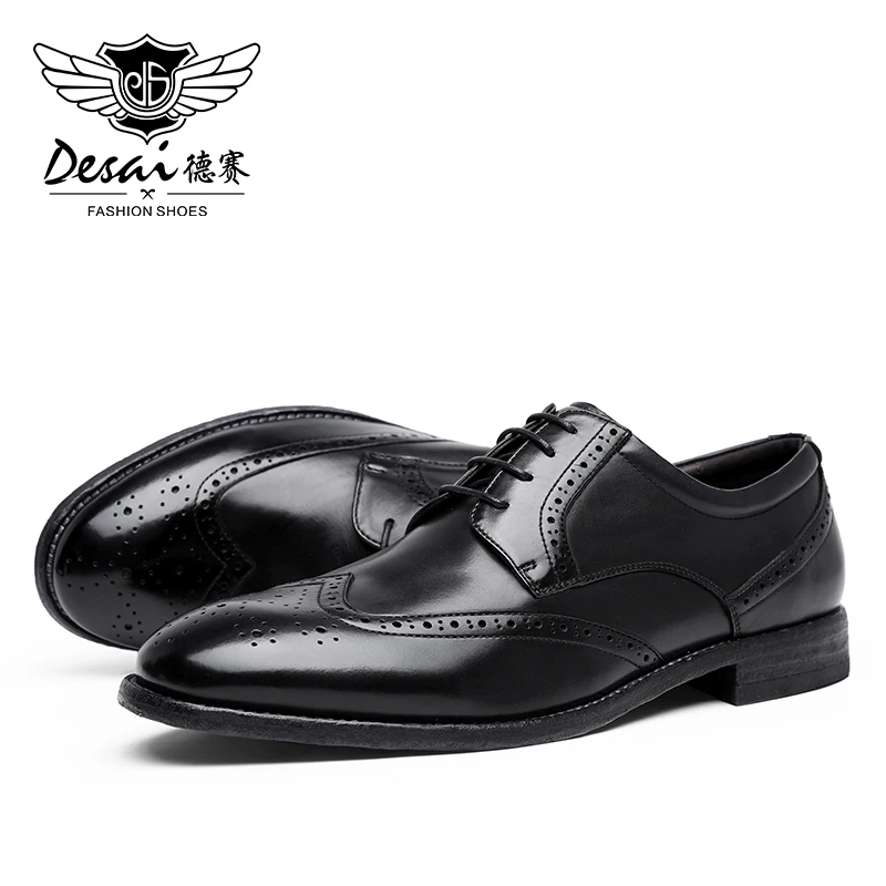 Мужские деловые туфли Desai из натуральной воловьей кожи брендовая обувь для